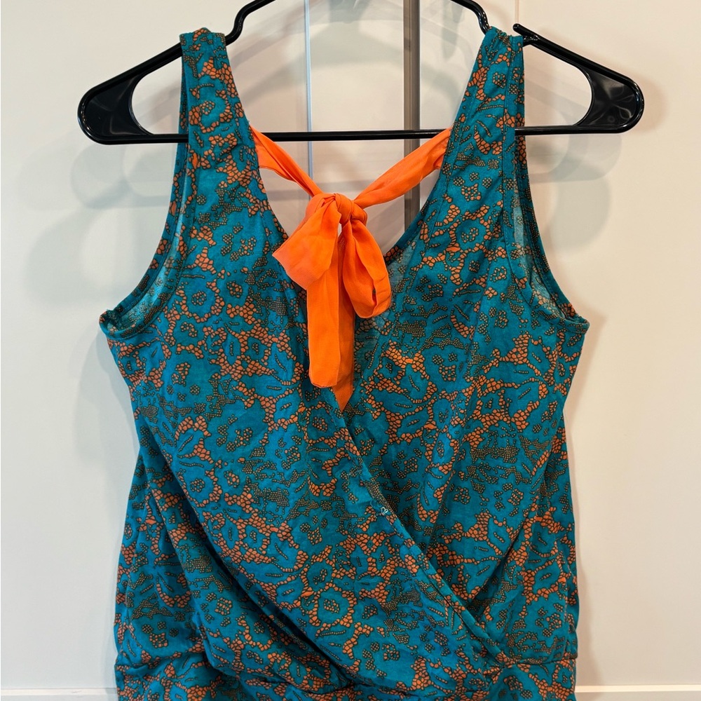 Lily Star Wrap Tank with Orange Tie